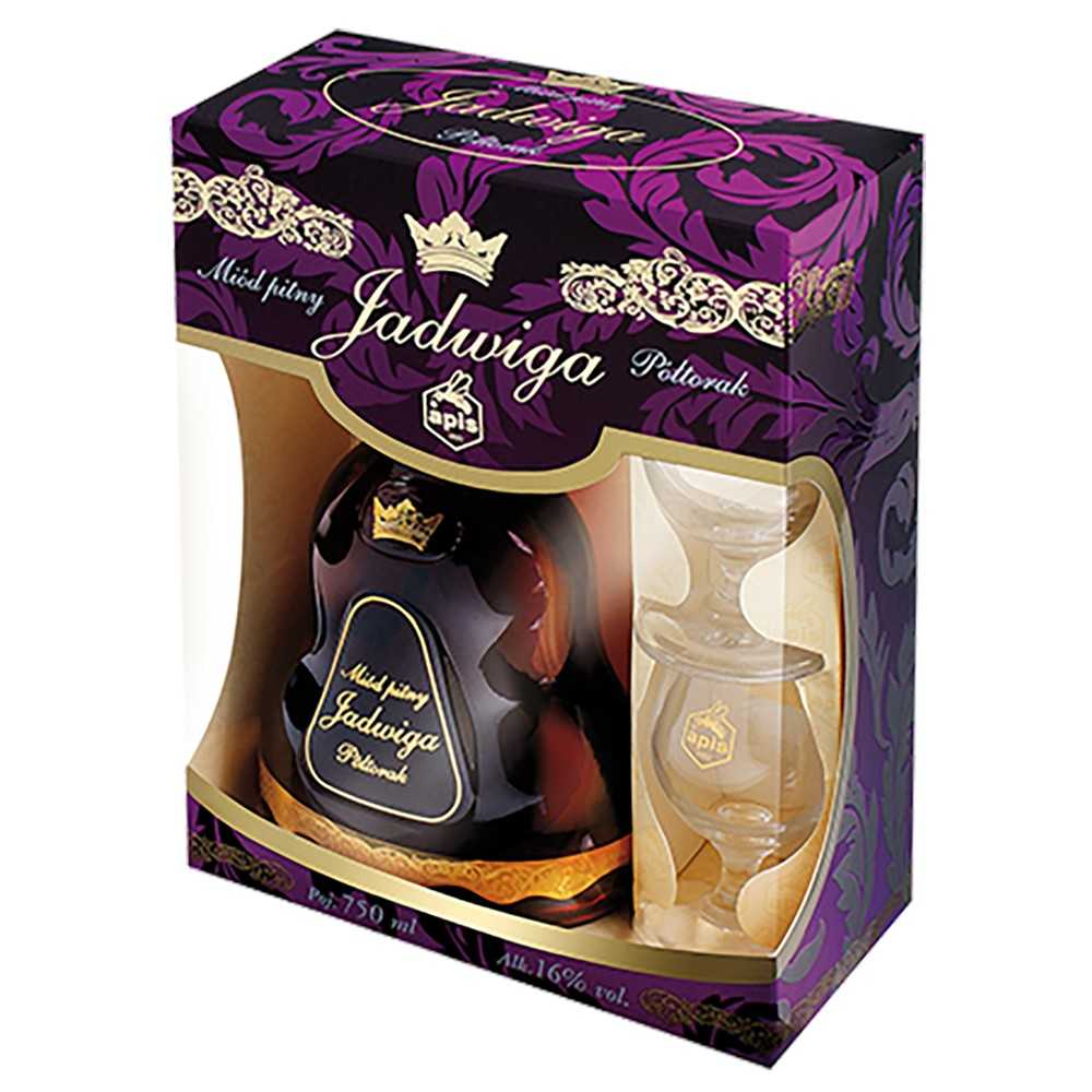 Miód pitny - półtorak "Jadwiga" karafka 750 ml zestaw z 2 kieliszkami-0 Miód pitny - półtorak "Jadwiga" karafka 750 ml zestaw z 2 kieliszkami-0