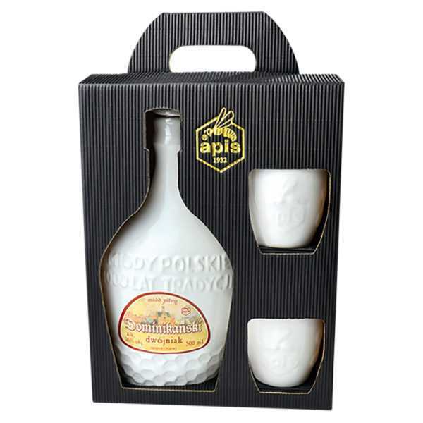 Miód pitny - "Dominikański" zestaw w kartonie kamionka 500 ml + 2 czarki-0