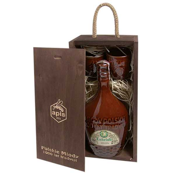 Miód pitny - skrzynka ciemna - "Lubelski" 500 ml + 2 czarki-0