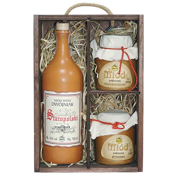 Miód pitny - skrzynka ciemna - "Zestaw Staropolski" 750 ml-0
